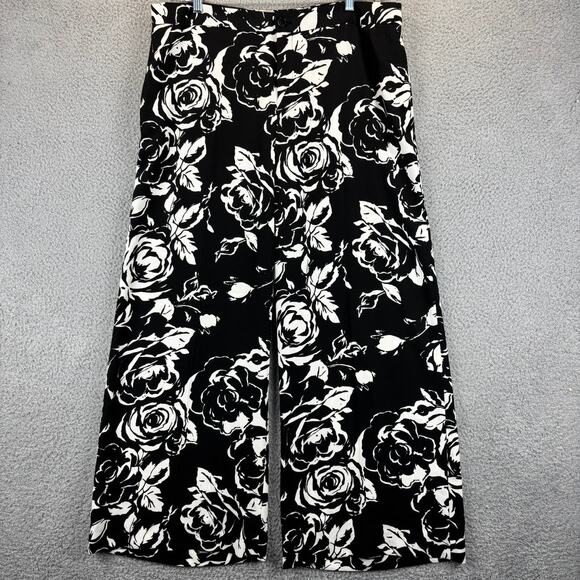 Ralph Lauren LRL Wide Leg Pant Womens 16 Floral Boho Artsy Preppy Flowy Pockets - Picture 2 of 11